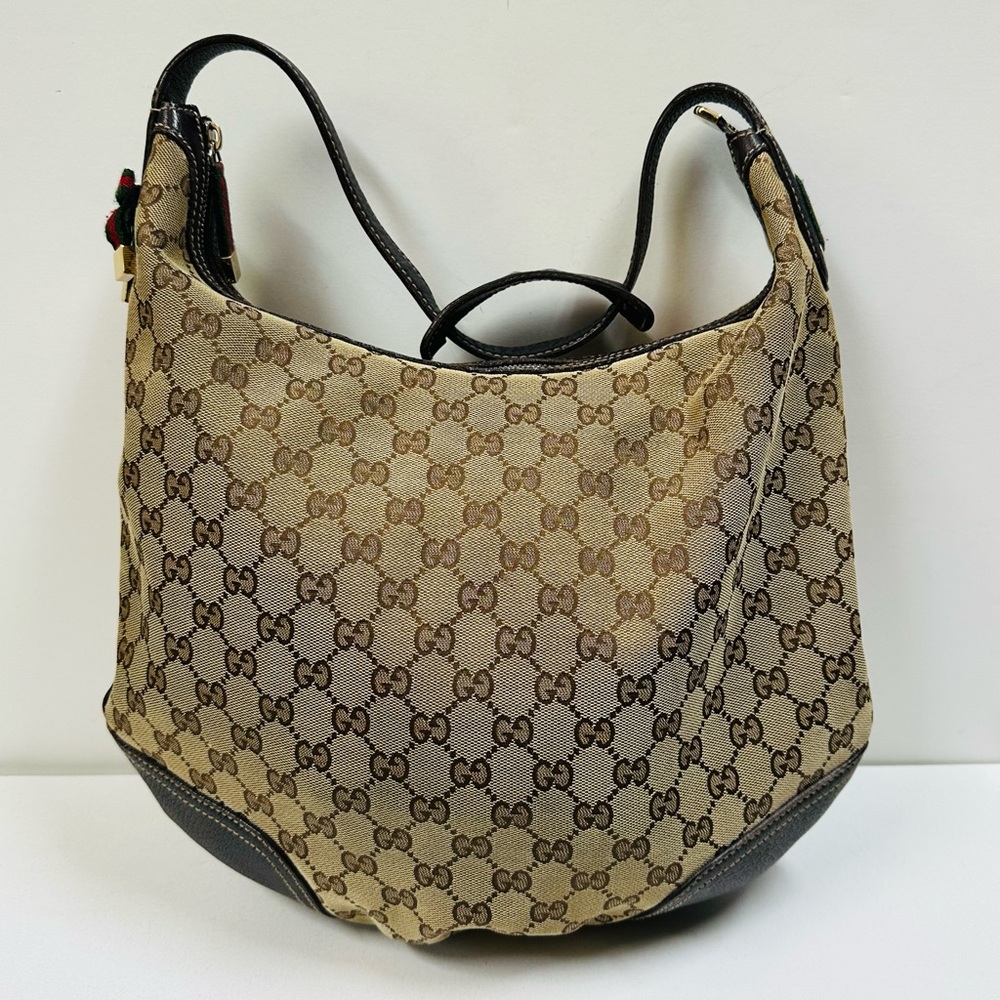 Vintage Authentic Monogram GUCCI PRINCY Hobo Dark Brown Shoulder Bag
